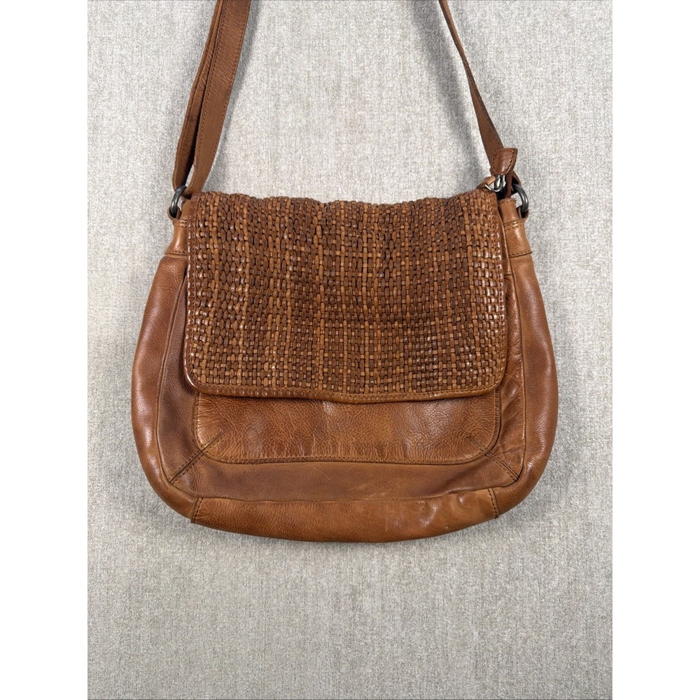 VTG Valenga Holland Woven Leather Crossbody Bag Brown Soft Leather Boho